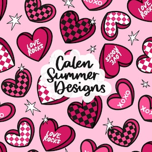 Retro Valentines Candy Hearts Seamless Pattern File for Commercial Use, Love Rocks Seamless, Heart Seamless, Valentines Sublimation