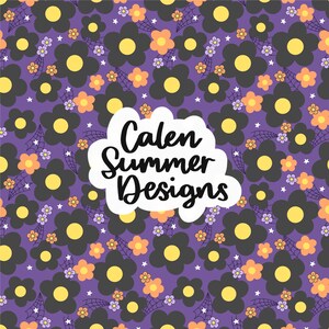 Halloween Daisies Seamless Pattern File for Commercial Use, Autumn Fall Seamless, Halloween Floral Pattern