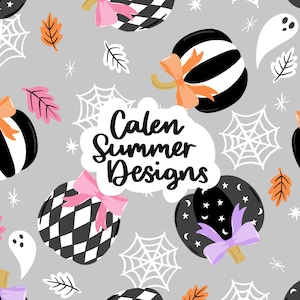 Halloween Pumpkin Bows Seamless, Coquette Halloween Bows Seamless, Trick or Treat, Girl Halloween, Black and White Harlequin Pumpkin