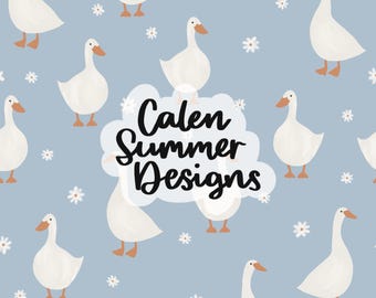 Spring Geese Seamless Pattern File for Commercial Use, Duck Seamless, Minimal Spring Pattern, Spring Fabric Print