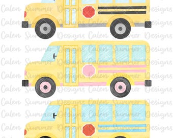 Watercolor School Bus Clipart Set, School Bus Png, Back to School Clipart, School Clipart Graphics, Classroom Clipart, Teacher Clipart