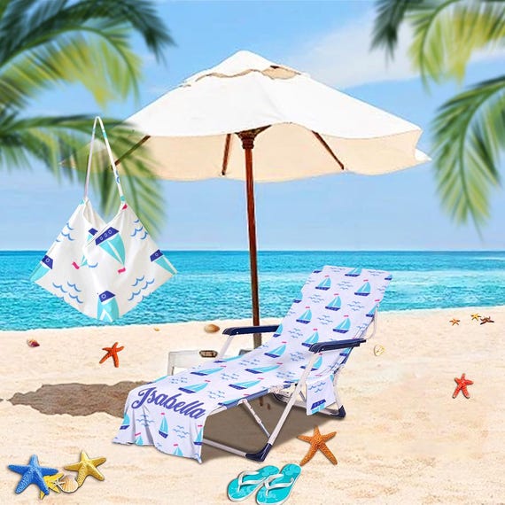 Personalized Microfiber Beach Chair Cover With Pockets: Pool