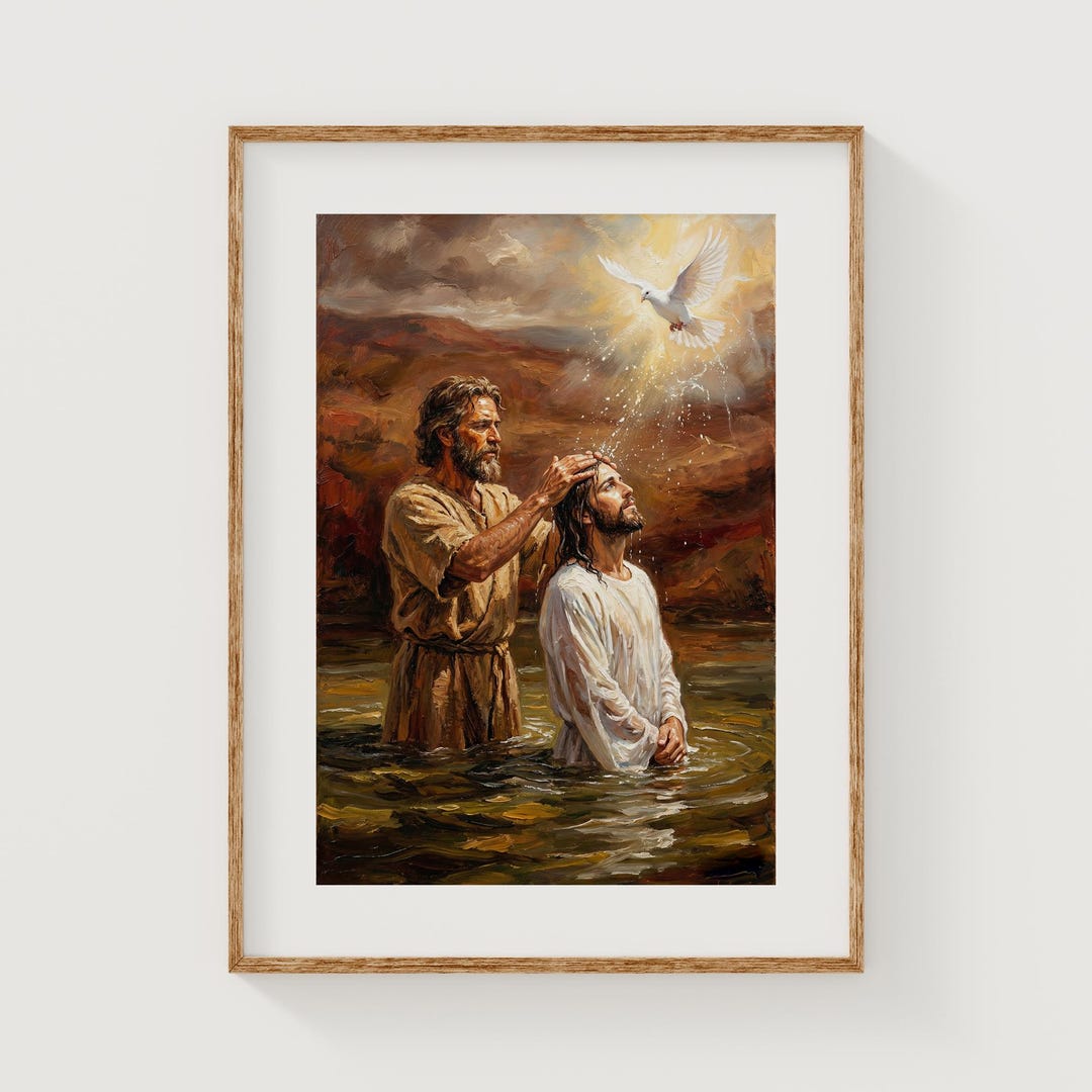 Baptism of Jesus Christ, John the Baptist, Spiritual Printable Wall Art ...