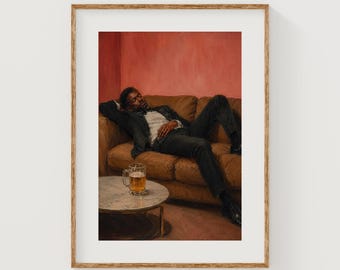 Momento de relaxamento em smoking, arte de parede vintage para imprimir (download digital)