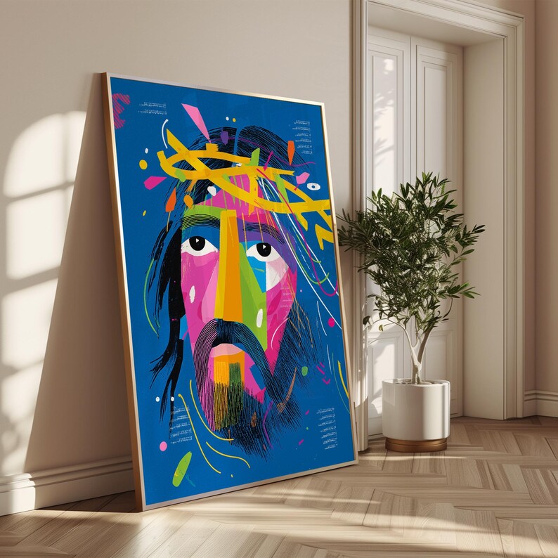 Jesus Christ Pop Art Portrait - Modern Religious Wall Art, Bold Colors ...