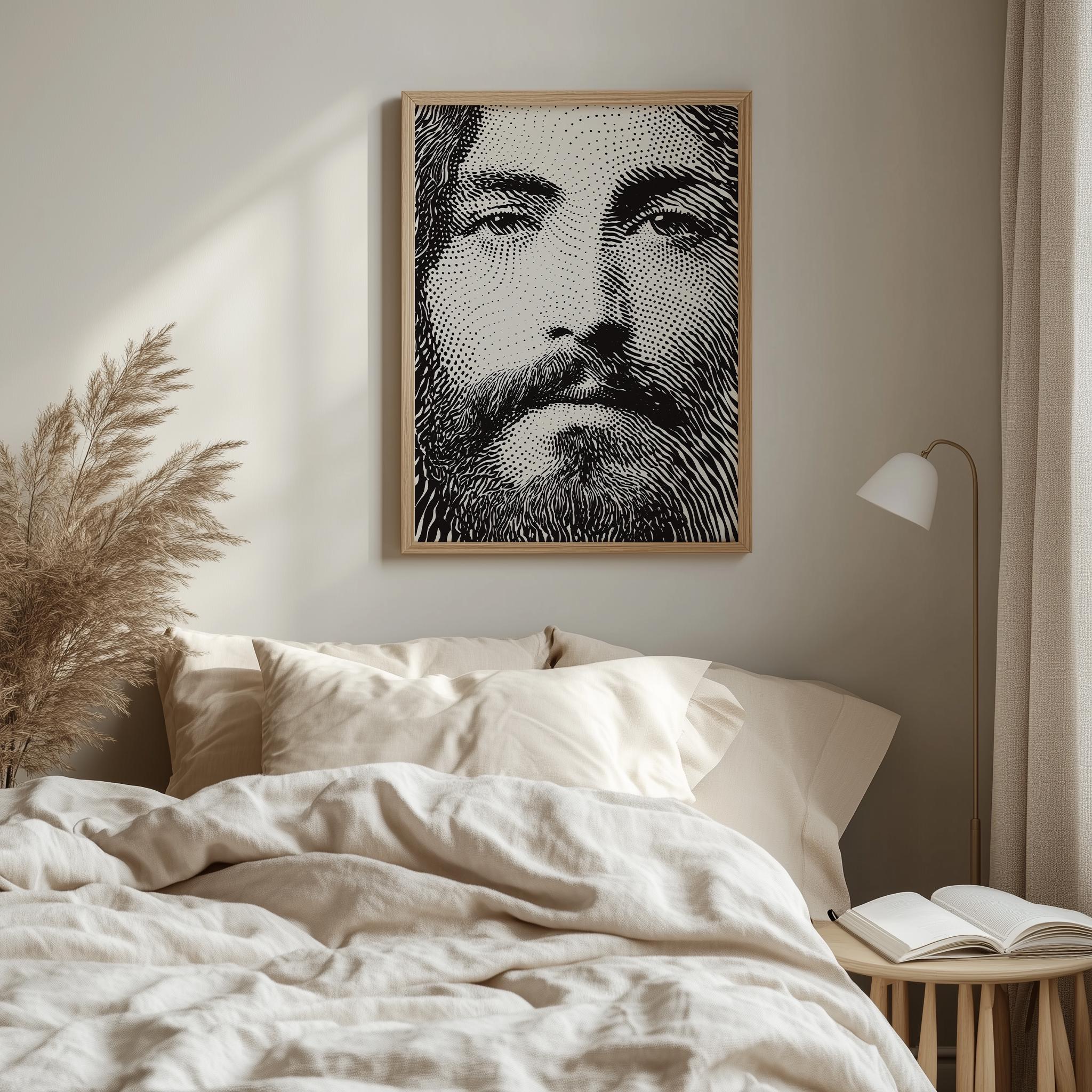 Jesus Christ Printable Portrait Art - Vintage Black-and-white Religious ...
