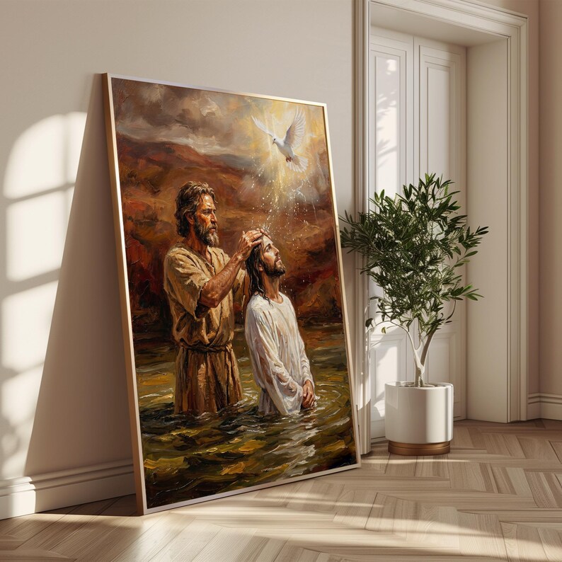 Baptism of Jesus Christ, John the Baptist, Spiritual Printable Wall Art ...