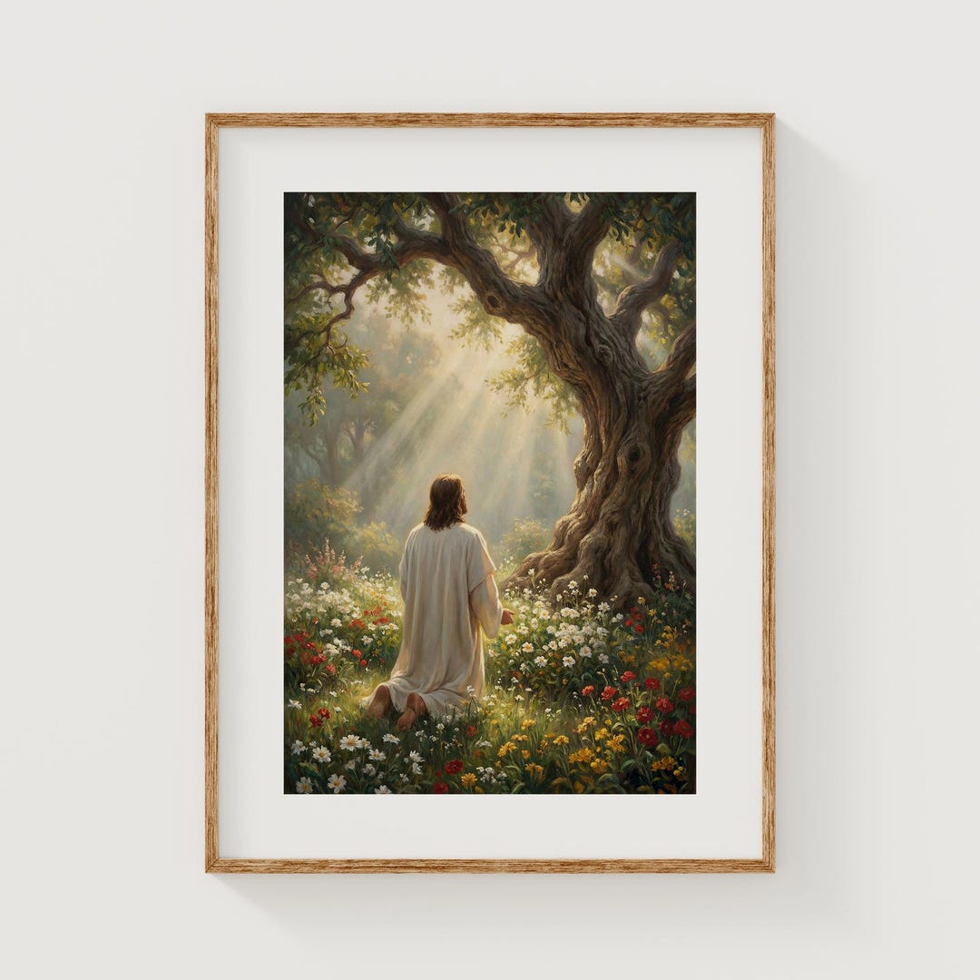Jesus Christ Praying in Garden of Gethsemane - Spiritual Printable Art ...