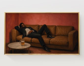 Homem negro de smoking, Momento de lounge intimista, Arte para TV Samsung Frame (Download digital)