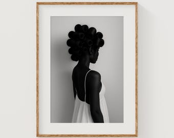 Black Woman Portrait: Vintage Hair Rollers Photography (Digital Download)