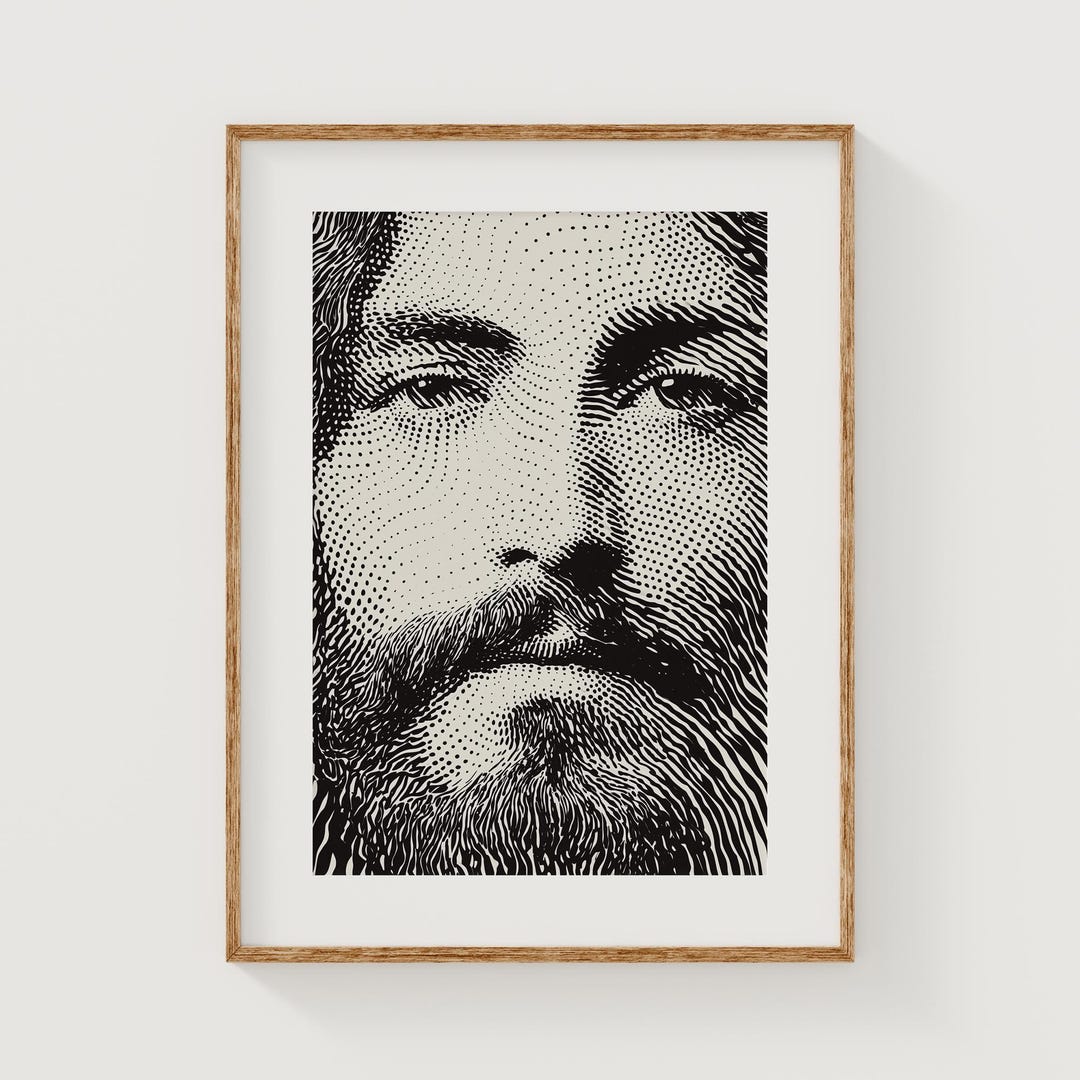 Jesus Christ Printable Portrait Art - Vintage Black-and-white Religious ...