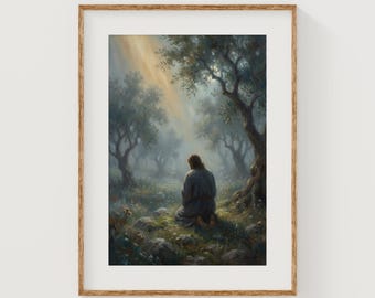 Gethsemane Jesus Christ Art – Spiritual Religious Painting (Digital Download)