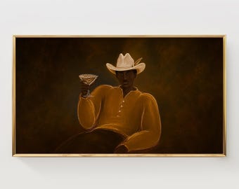 Quadro de TV com Retrato de Cowboy Martini, Coquetel Western (Download Digital)