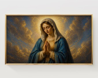 Praying Virgin Mary Frame TV Art, Serene Religious Portrait (Digital Download)