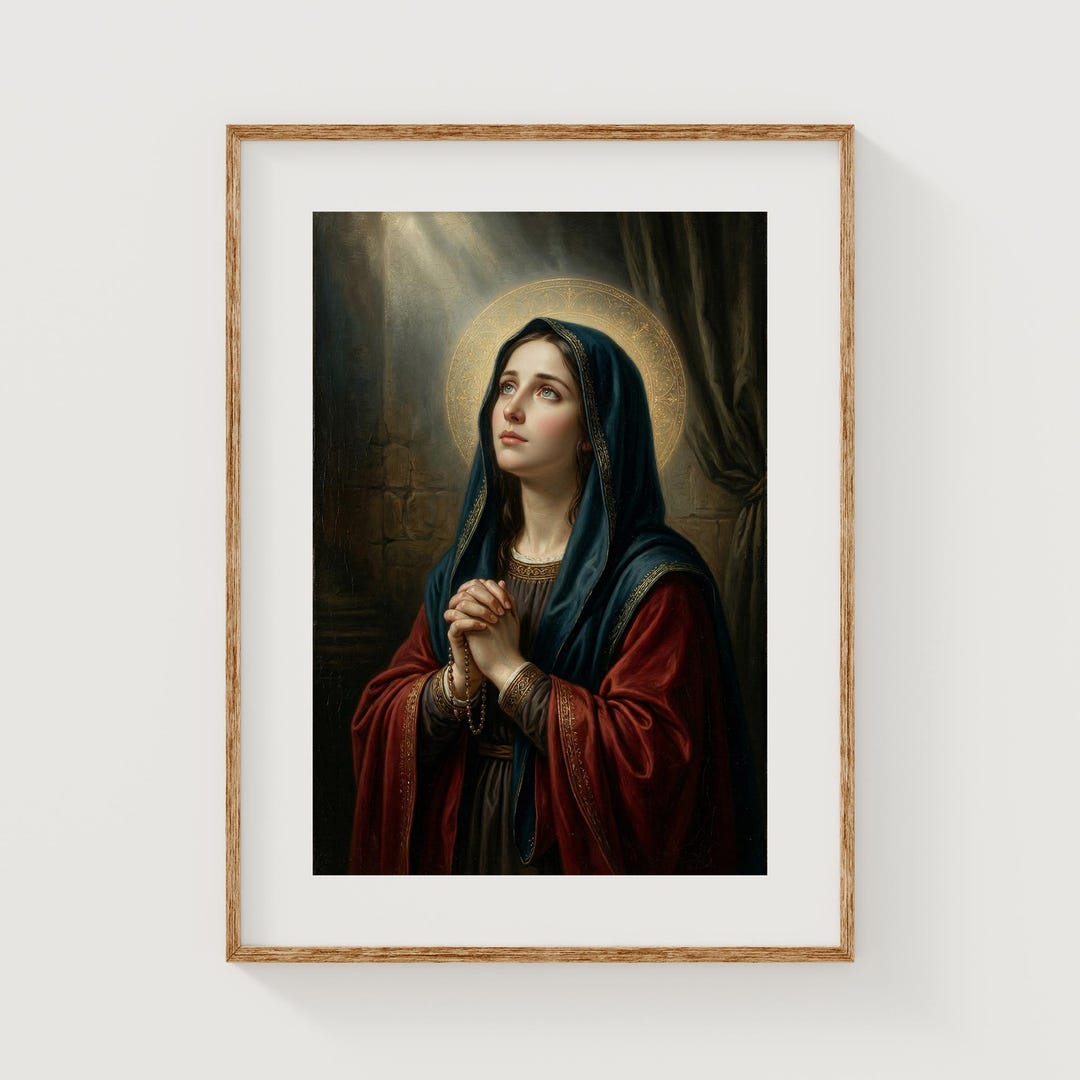 Blessed Virgin Mary Printable Wall Art, Vintage Religious Art ...
