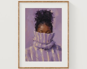 Cozy Sweater Portrait, Purple Tones Printable Wall Art (Digital Download)