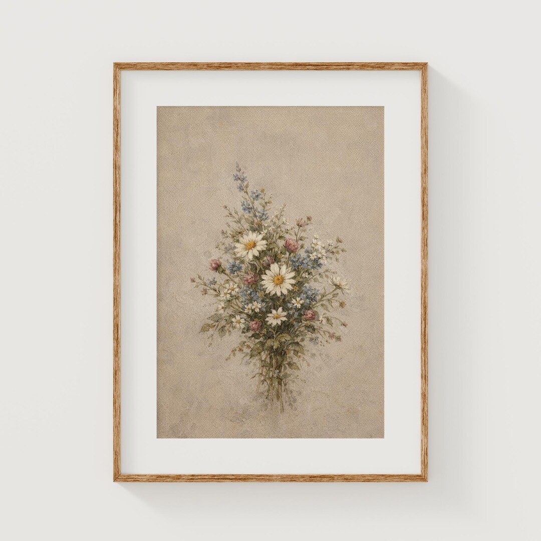 Rustic Wildflower Bouquet - Printable Floral Wall Art With Daisies ...