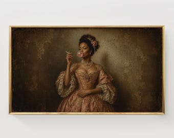 Moldura para TV em estilo rococó com estampa de chiclete, estilo vintage escuro (Download Digital)