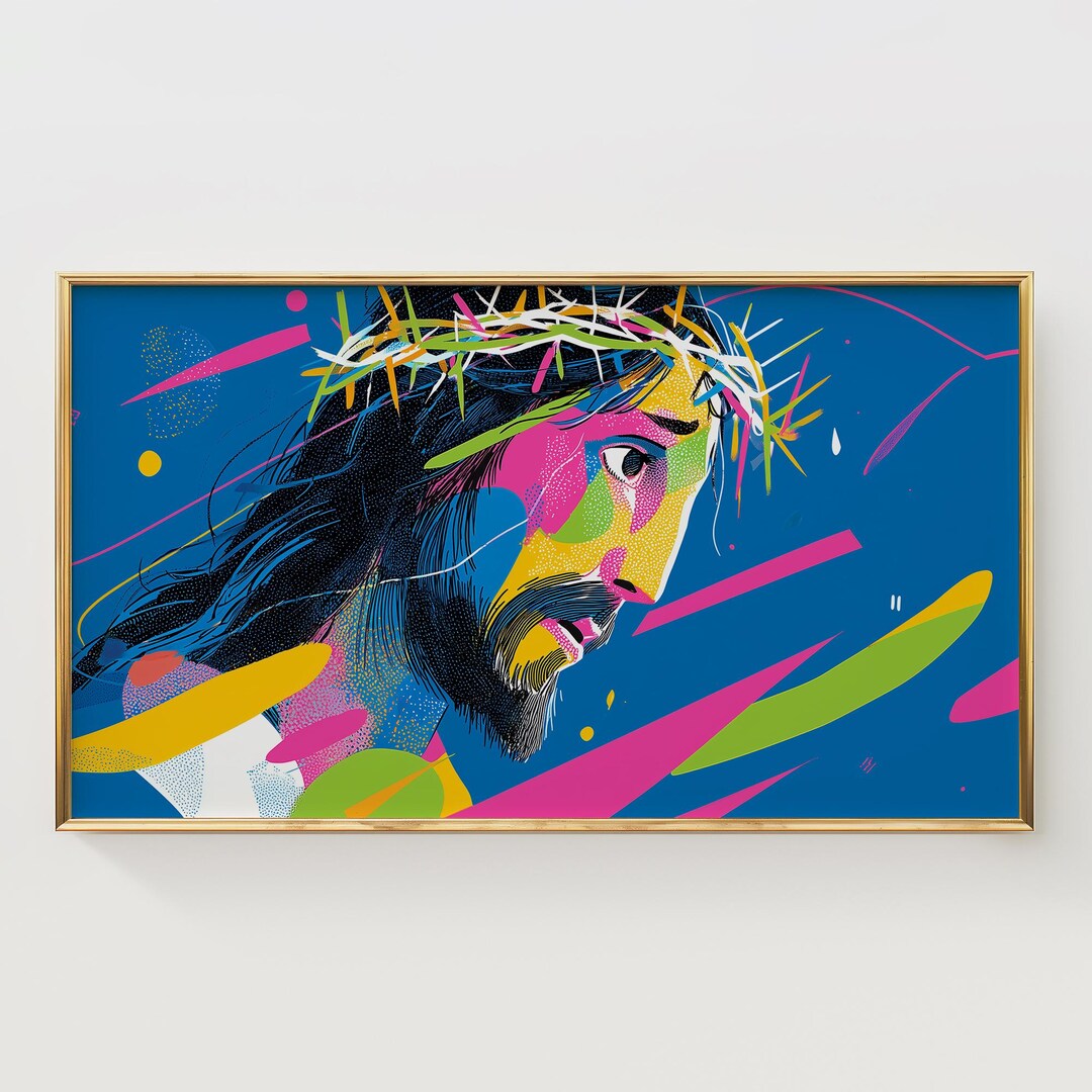 Jesus Christ Frame TV Art, Modern Pop Art Religious TV Art, Bold ...