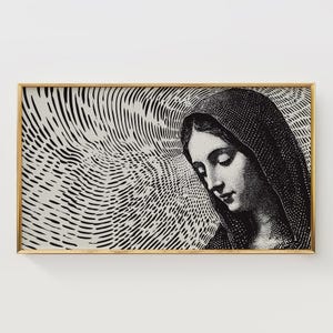 Moody Virgin Mary Frame TV Art, Vintage Engraving Style, Religious Devotional (Digital Download)