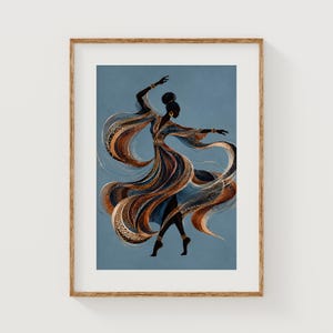 Ballerina in movimento, abito color bronzo ramato caldo - Stampa artistica da parete (download digitale)