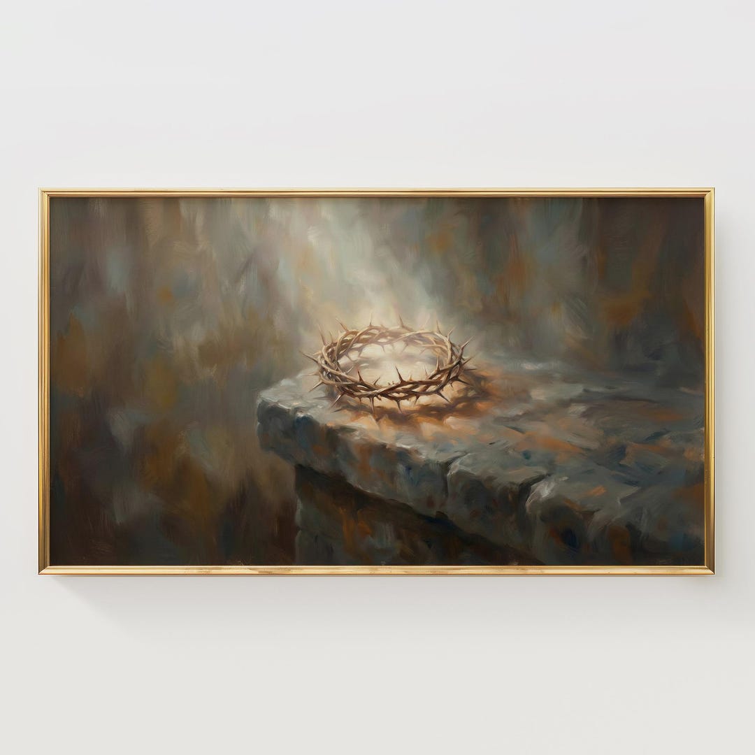 Vintage Crown of Thorns Frame TV Art, Jesus Christ Religious Wall Decor ...