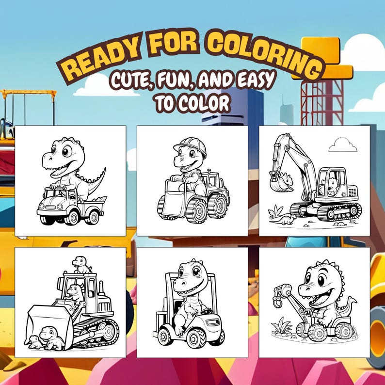 Dinosaur Coloring Pages: Construction Vehicles, Bulldozers, Dump Trucks ...