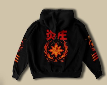 Fire Core Hoodie – Japanese Symbol, Cyberpunk Streetwear Design
