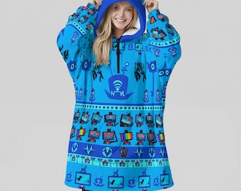 Vox Pastel Anime Blanket Hoodie: Chibi Character, Oversize Hazbin Hotel