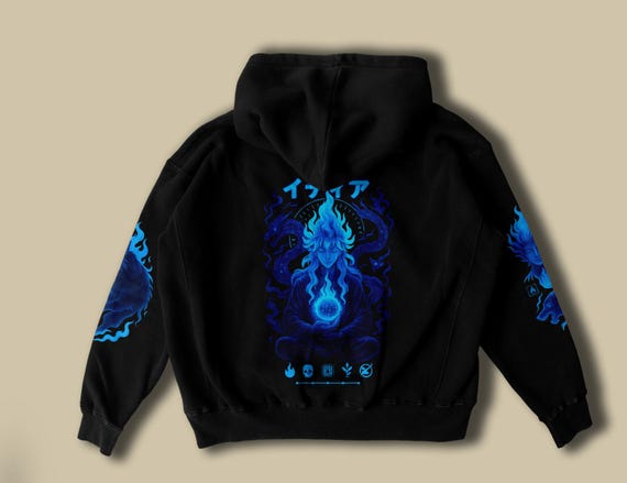 Idia Shroud Hoodie, Twisted Wonderland Neon Techwear, Glitchcore