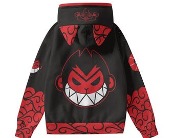 LMK Macaque Red Splatter Hoodie: Anime Cosplay Streetwear