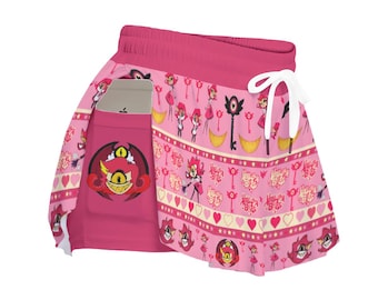Niffty Kawaii Chibi Print Lounge Shorts: Pastel Goth Hazbin Hotel
