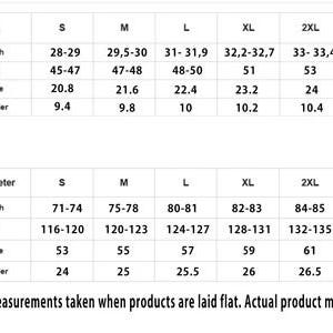 May include: A size guide for a hooded sweatshirt, showing measurements in inches and centimeters. The guide includes length, bust, sleeve, and shoulder measurements for sizes S through 5XL. The text at the bottom states that measurements may vary by up to 3cm.