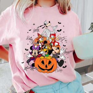 Retro Mickey & Friends with Signs Halloween Comfort Colors Shirt, Mickey&#39;s Not So Scary Halloween Party Tee, Disney Trip Shirt 18825KP25