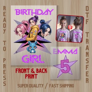 Kpop Birthday Girl DTF Transfer: Huntrix Style Custom Name Age (Ready to Press)