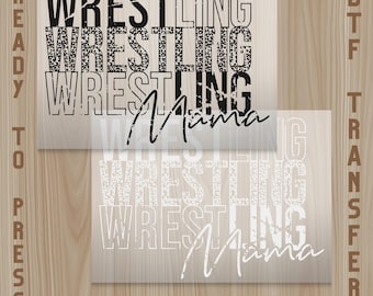 Wrestling Mama DTF Transfer: Leopard Distressed Sports Graphic