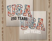Floral USA 250 Years DTF Transfer Design (Ready to Press)