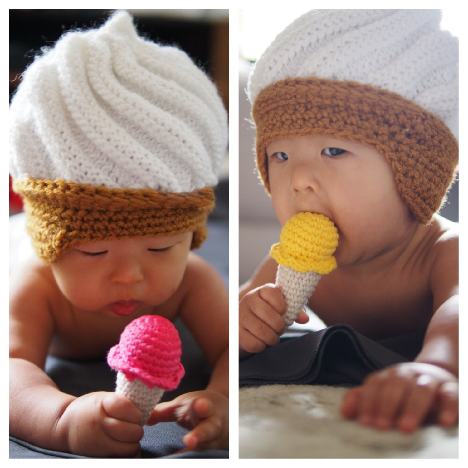 Ice Cream Cone Hat / Vanilla or Swirl / Made to Order / Etsy