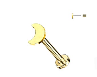 1pc Moon Flat Back Stud Earring - Hypoallergenic