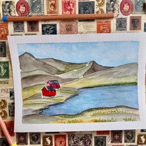 Acquerello, ricordo delle isole Lofoten, Norvegia