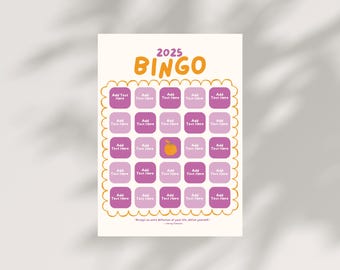 Printable 2025 Bingo Card, Date Card, 2025 Vision Board Bingo Card ...