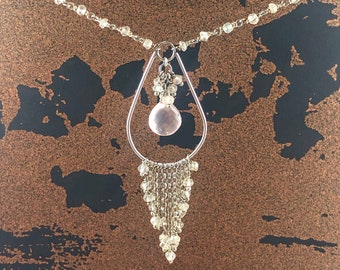 Boholux necklace rose quartz and aquamarine