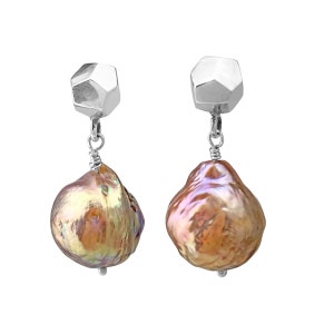 Decca Ohrringe Silber und dangly Fluss Perle