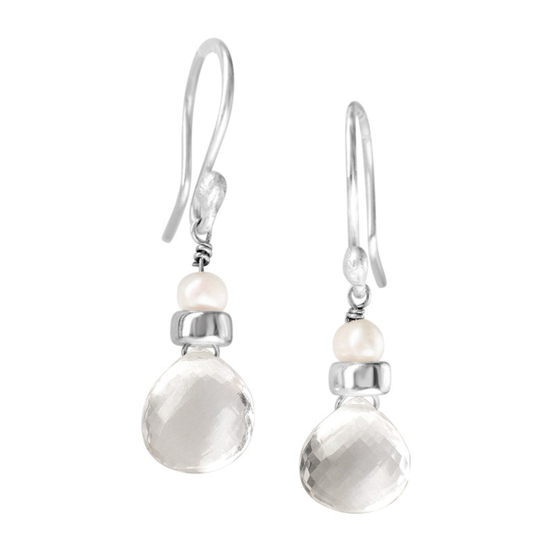 Perfume Bottle crystal quartz white pearl earrings image 1