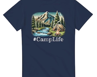 Camiseta "Camping Life / My Happy Place" - Camiseta de algodón acogedora para amantes de las actividades al aire libre