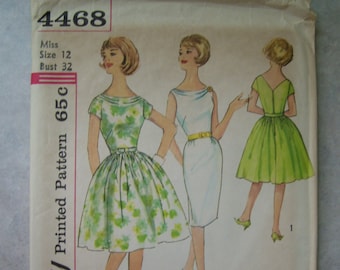 UNCUT Vintage 1960s Misses' Dress Sewing Pattern - Simplicity 4468 - 32 Bust - Size 12