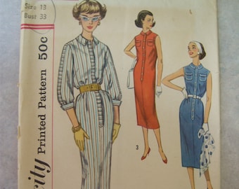 Vintage 1960s Junior One-Piece Dress Sewing Pattern - Simplicity 2341 - 33 Bust - Size 13