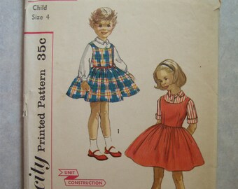 Vintage 1950s Child's Dress Pattern - Simplicity 2209 - Size 4 - 23 chest