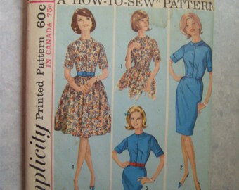 Vintage 1960s Juniors One-Piece Dress with Two Skirts Sewing Pattern  - Simplicity 5059 - 31 1/2 Bust - Size 11