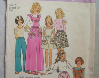 UNCUT Vintage 1975 Girls Skirt and Pants Pattern - Simplicity 7279 - 26 chest - Size 7
